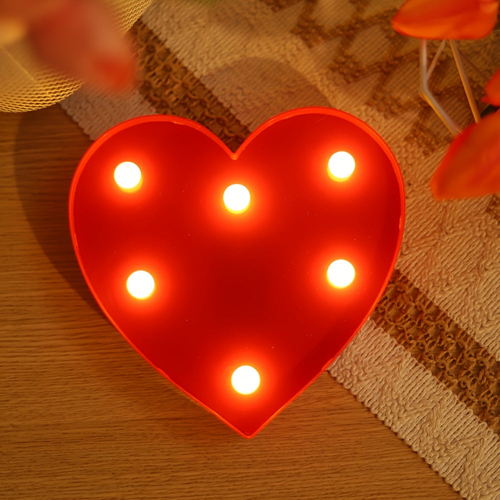 1pc Romantic Red Heart-Shaped Decorative Night Light - Indoor Bedroom Desktop Decoration, Soft Warm Glow, Battery Operated, Perfect for Wedding, Proposal, Party, Holiday, Valentine's Day, Mother's Day Gifts and Romantic Occas