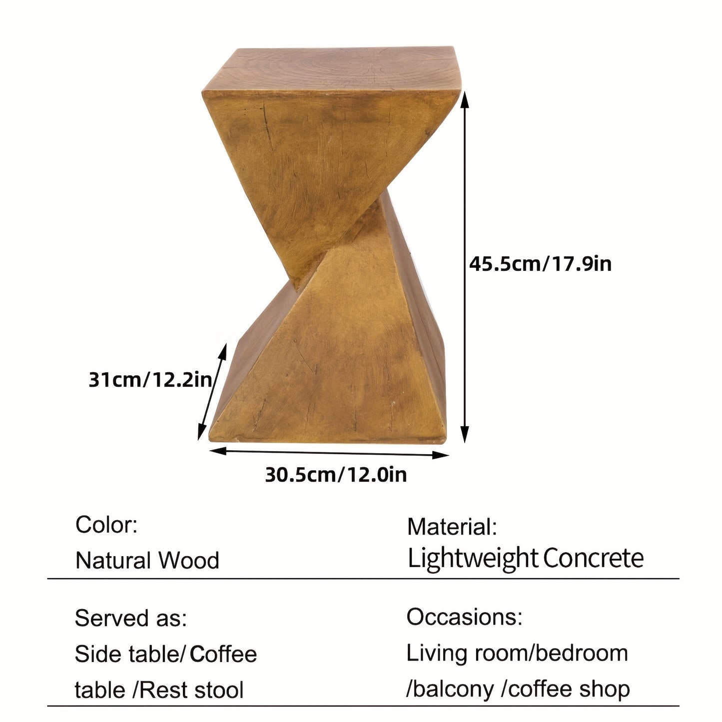 Modern Concrete Accent Table - Lightweight Side Table for Living Room, Indoors, Outdoors, Bedside, Sofa Sides, Sitting Chair End Table with Sleek Design and Durable Construction