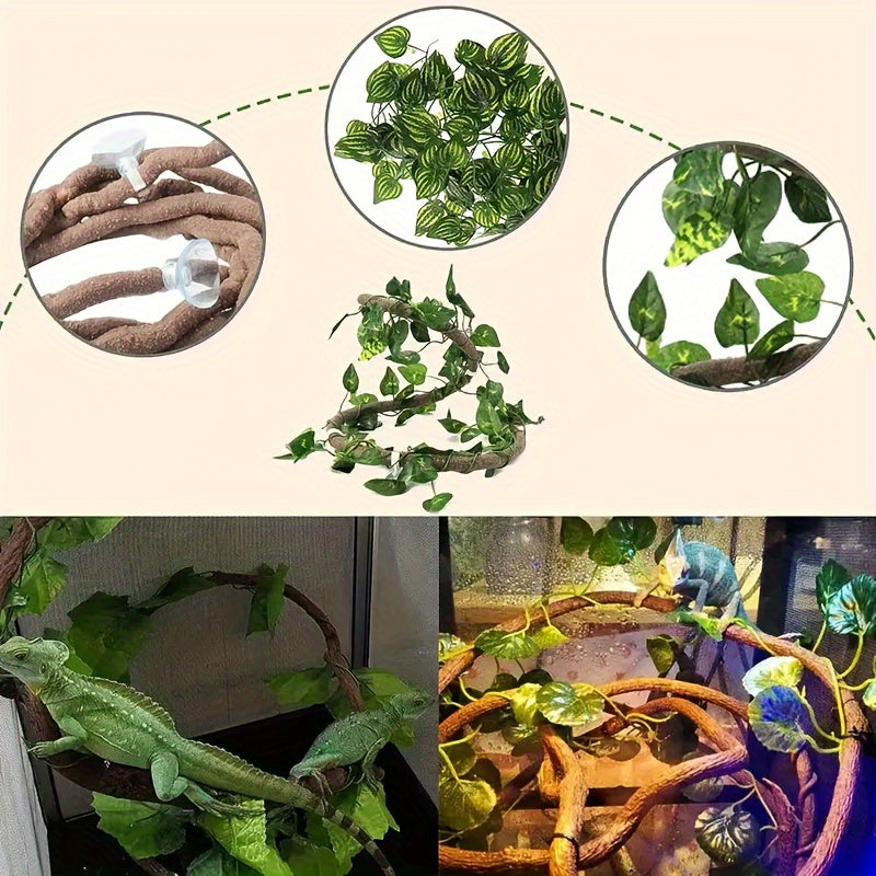 Hanging Simulation Vine With Suction Cups, Suitable For Reptiles, Snakes, And Landscape Vines