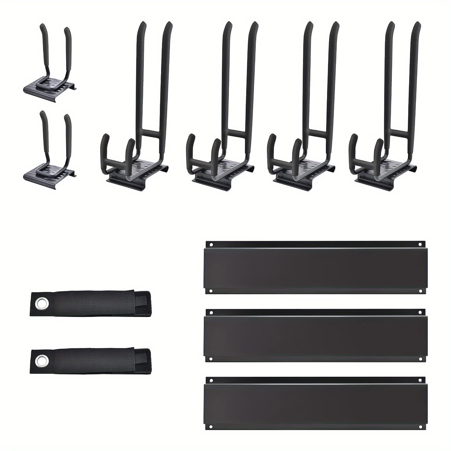 Garage Tool Storage Racks - Wall Mount Lawn Organization - Yard Tools Hanger - Organizer Holder with Adjustable Heavy Duty Hooks for Garden Tools, Black Garage Storage