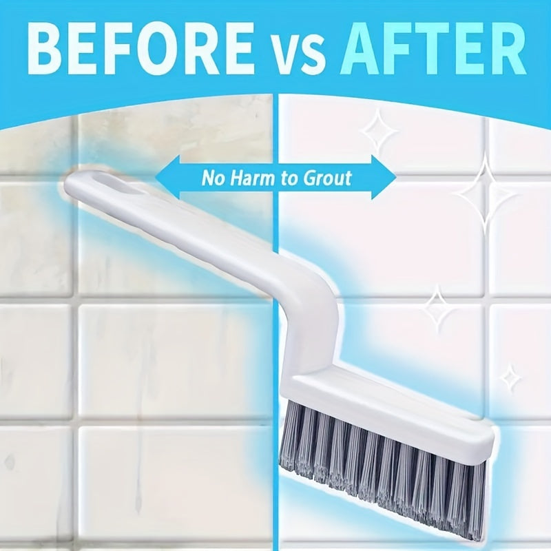 Multi-Purpose V-Shaped Crevice Cleaning Brush for Bathroom, Kitchen & Outdoor Use - Ideal for Tile Grout Lines, Shower Tracks, and Window Sills - Durable Hard Bristle Scrubbing Tool for Deep Clean, No Power Needed