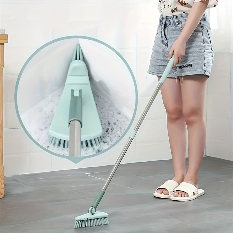 Long Handled Hard Bristled Triangle Floor Brush for Ceramic Tile, Bathroom Cleaning, and Wall Corner Gaps