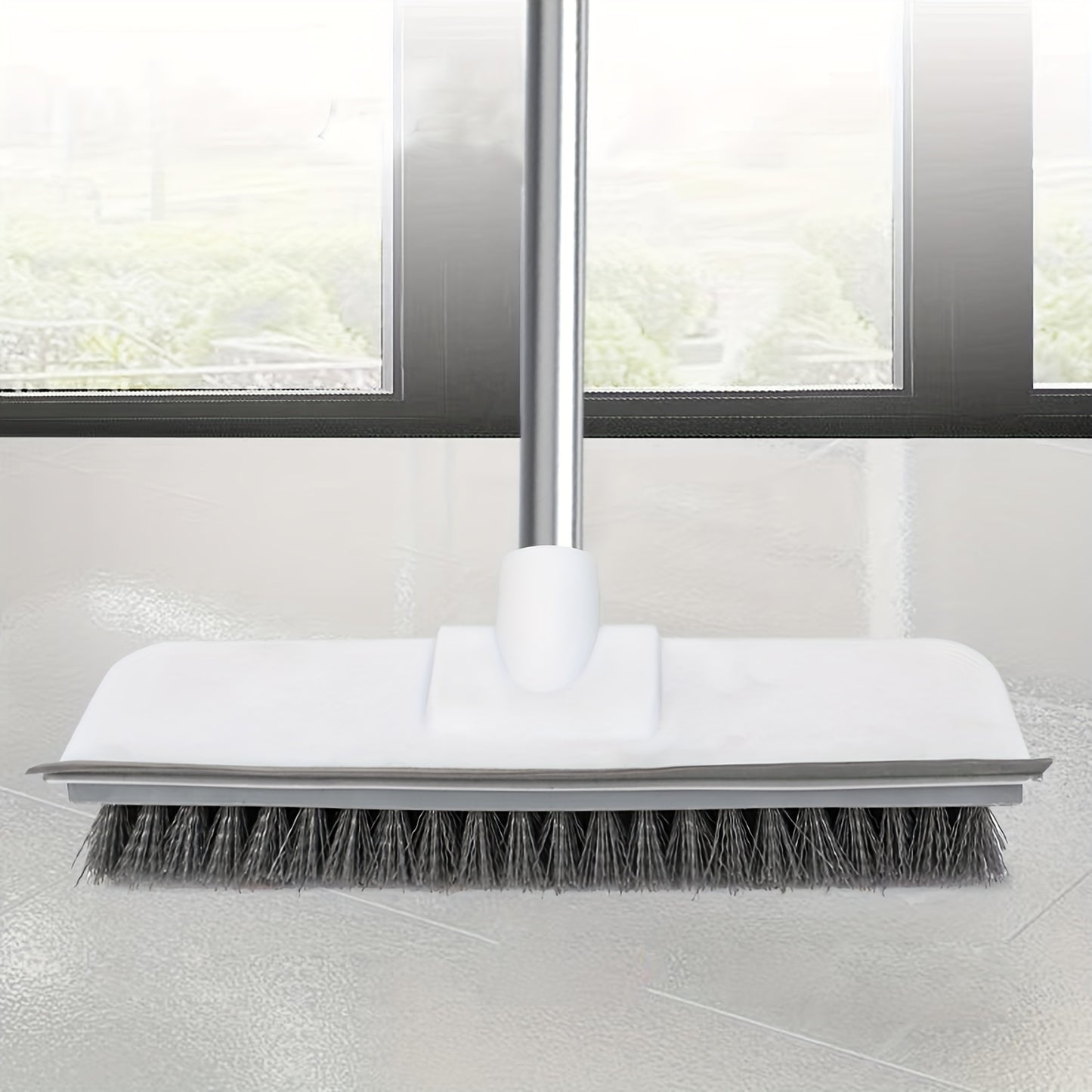 1pc Extra-Long Scrub Brush with Stiff Bristles - Power Clean Decks, Bathrooms, Tubs & More - Durable, Multi-Surface, Gray