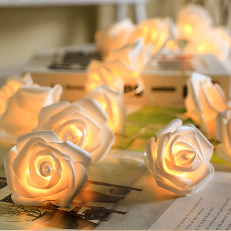 LED Rose String Lights, For Valentine's Day Wedding, Room Garden Decoration Night Light, Outdoor LED Fairy String Light Garland Wedding Street, Artificial Flowers LED Light, Mother And Valentines Day Gifts, Christmas & Hallow