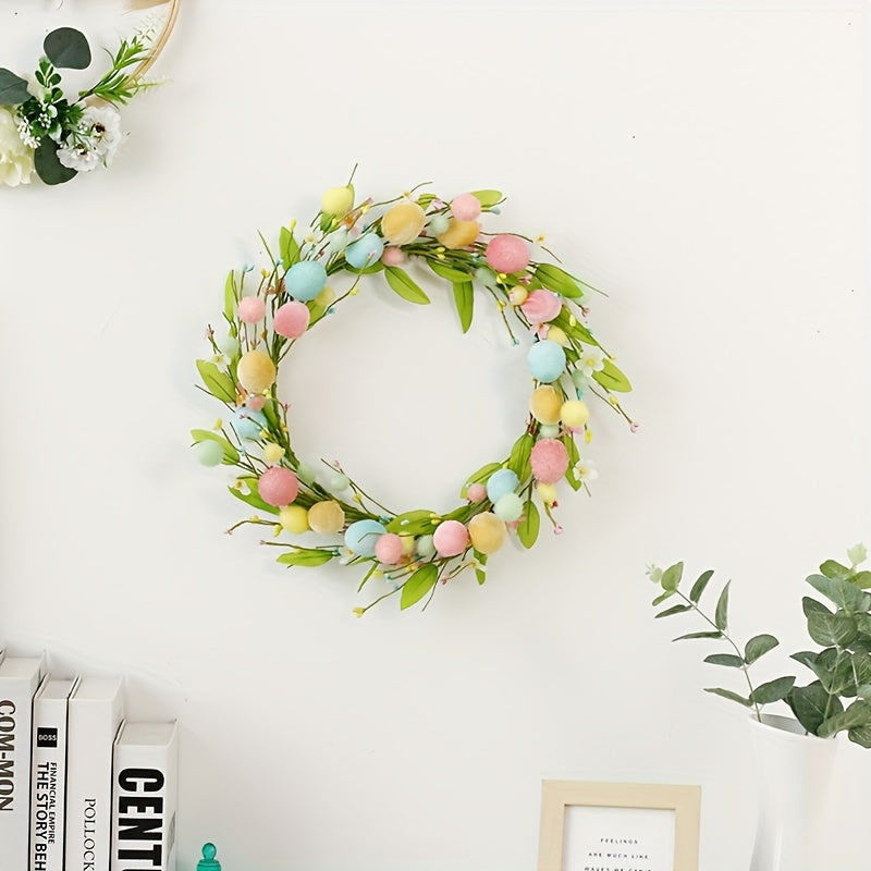 1pc Easter Wreath Decorations, Creative Simulation Easter Egg Garland, Home Party Pendant Door Hanging, For Home Room Living Room Office Decor, For Valentine's Day New Year Easter Party Decor