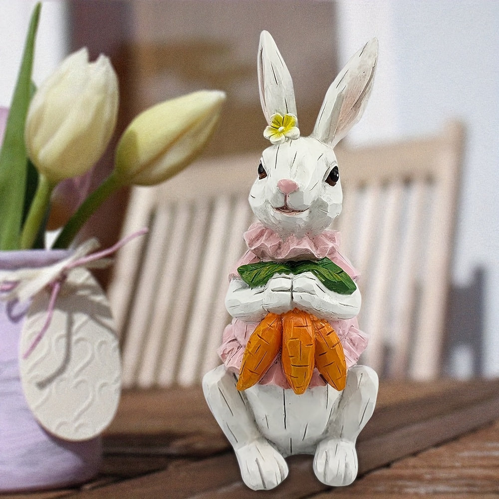 2pcs Easter Decoration, Easter Bunny Decor, Easter Rabbit, Spring Home Decor Bunny Figurines, Bunny Statue, Home Decoration Living Room, Study, TV Cabinet, And Office Desktop Decoration