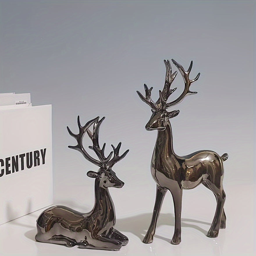 Charming Resin Reindeer Figurine - Perfect for Christmas & Holiday Decor, Versatile for Any Room