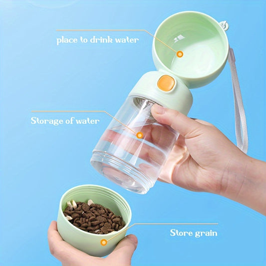 Portable Dog Water Bottle with Integrated Grain Dispenser,