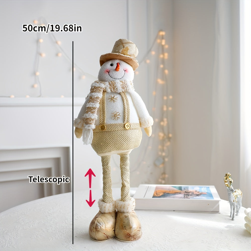 Adjustable Height Christmas Figurines - Glam Metal & Cloth Santa, Reindeer, Snowman Set for Living Room, Bedroom Decor - No Electricity Needed Holiday Collectibles for Christmas and New Year