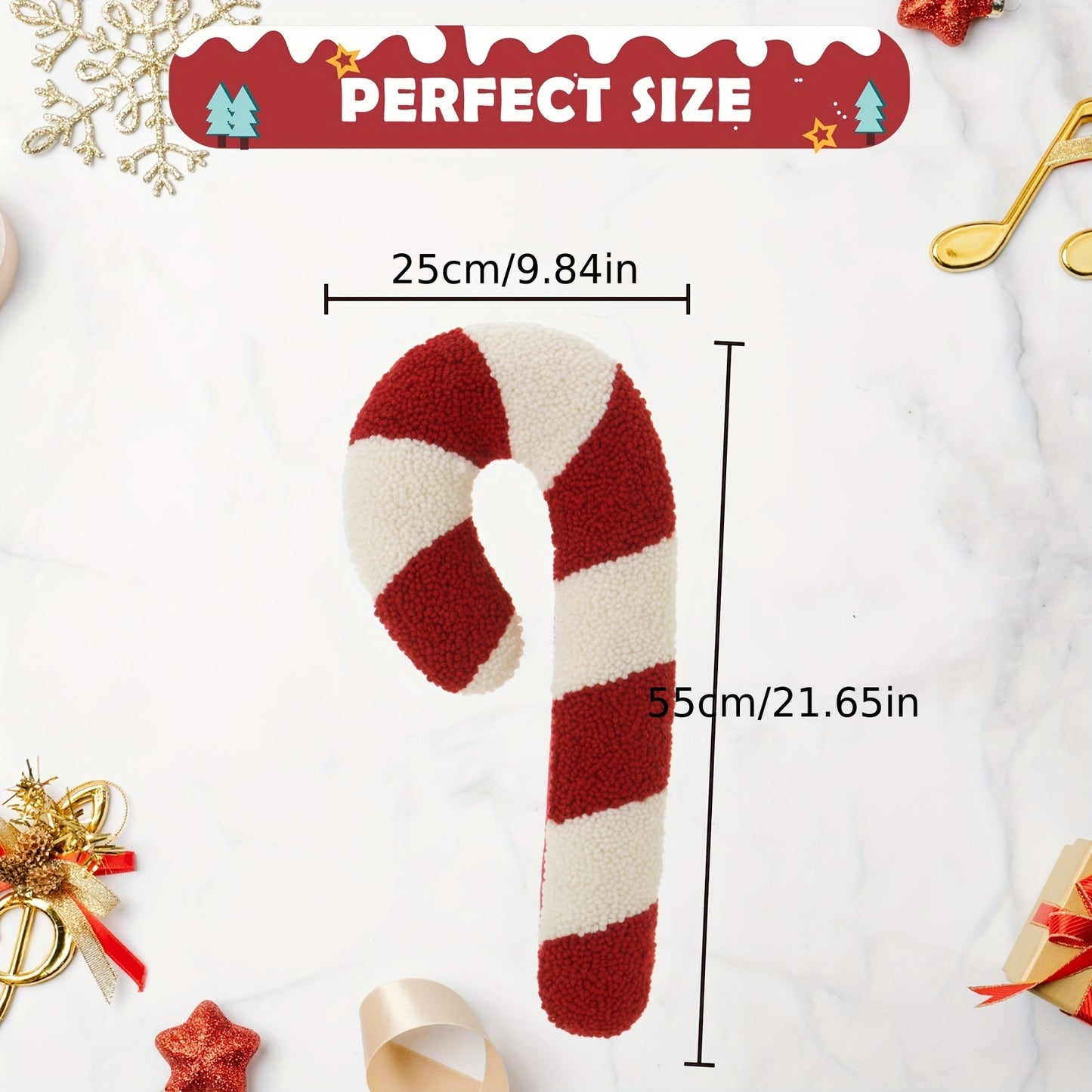 Christmas Decorative Cute Plush Pillows - Red And White Candy Cane Shaped Pillow, Christmas Candy Cane Pillow, Soft&Skin-Friendly Festive Gift Decorative Pillows For Sofa Decorative Throw Pillows Cushion For Xmas Sofa Couch B