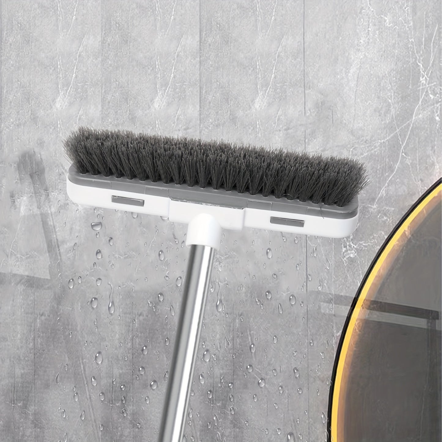 1pc Extra-Long Scrub Brush with Stiff Bristles - Power Clean Decks, Bathrooms, Tubs & More - Durable, Multi-Surface, Gray