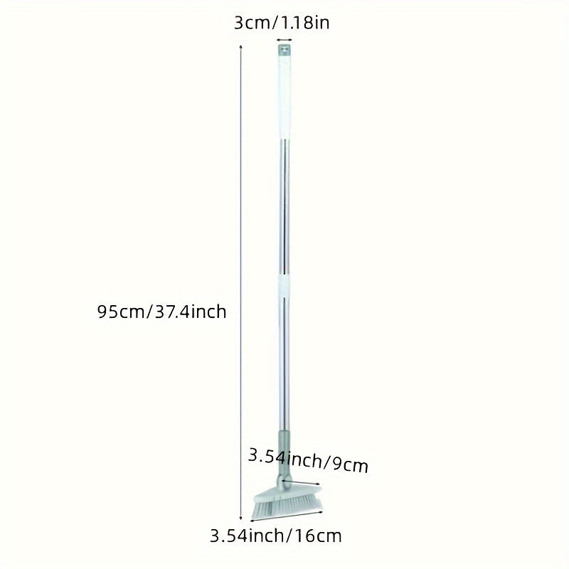 Long Handled Hard Bristled Triangle Floor Brush for Ceramic Tile, Bathroom Cleaning, and Wall Corner Gaps