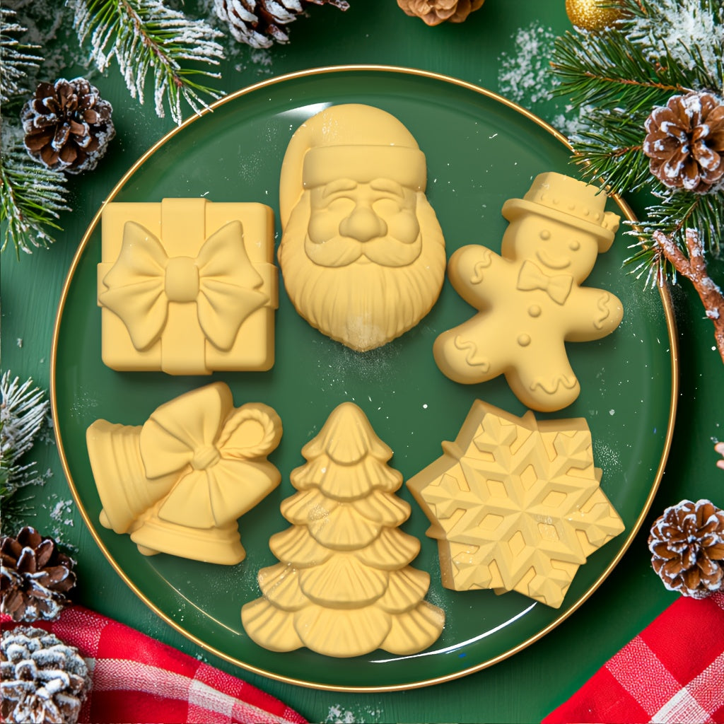 Festive 6-in-1 Christmas Cake Silicone Mold - Perfect for Holiday Baking