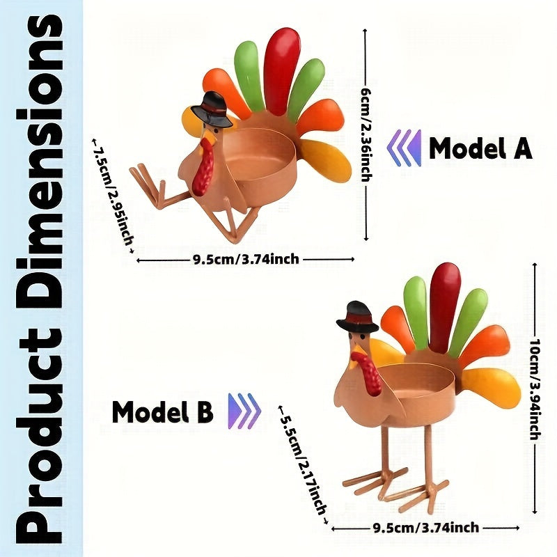 1/2pcs Metal Turkey Tea Light Holders - Perfect for Thanksgiving Table Decor, Home & Office Ambiance Enhancements