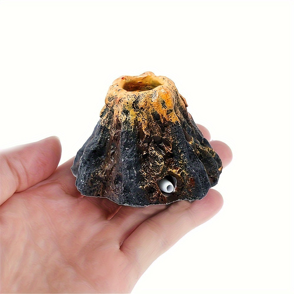 Aquarium Volcano Air Stone Decoration - 1pc Bubble Aerator for Fish Tank, ABS Volcanic Bubbler with Aeration Stone, Fish Tank Oxygen Accessories for Small Tanks, No Hose, Power-Free