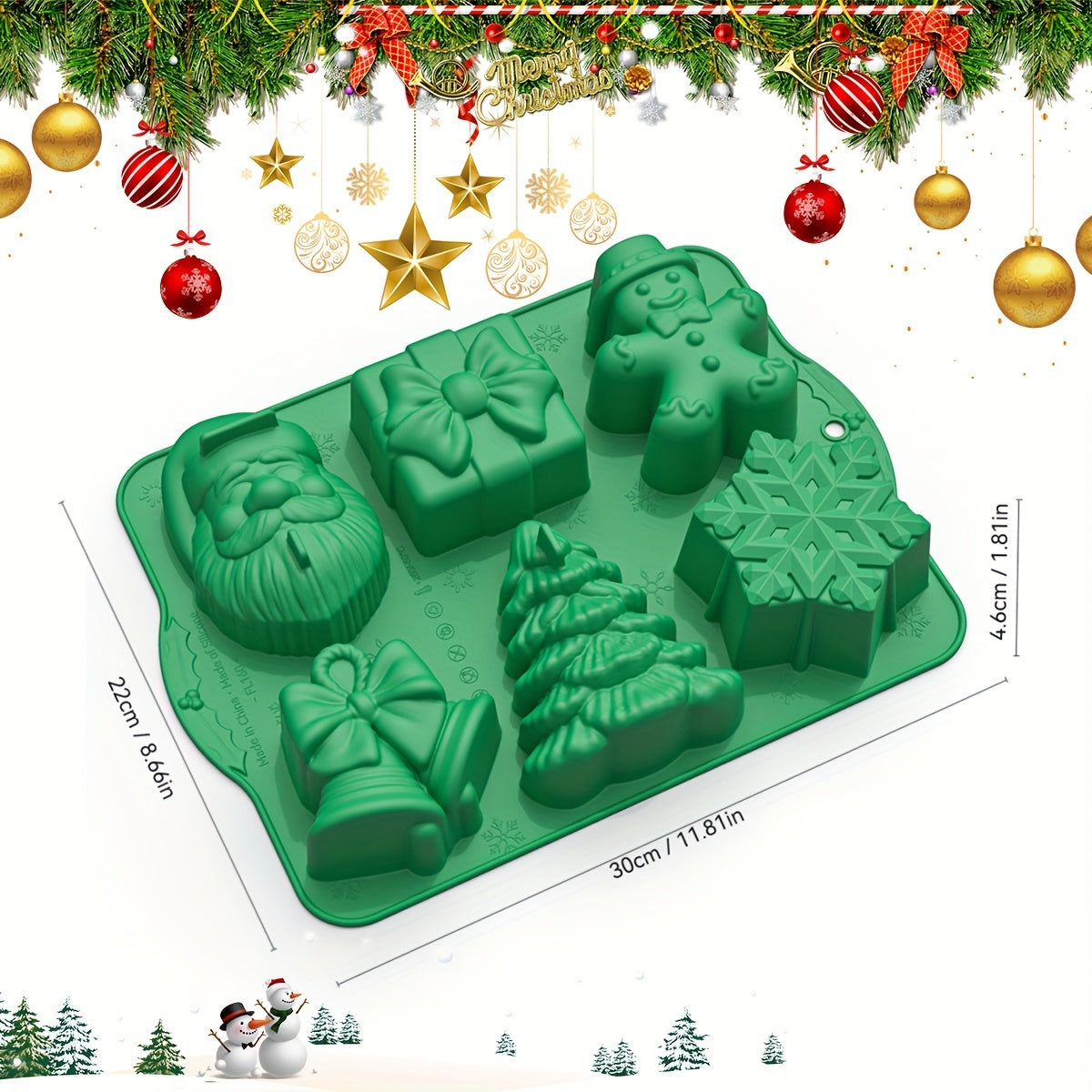 Festive 6-in-1 Christmas Cake Silicone Mold - Perfect for Holiday Baking