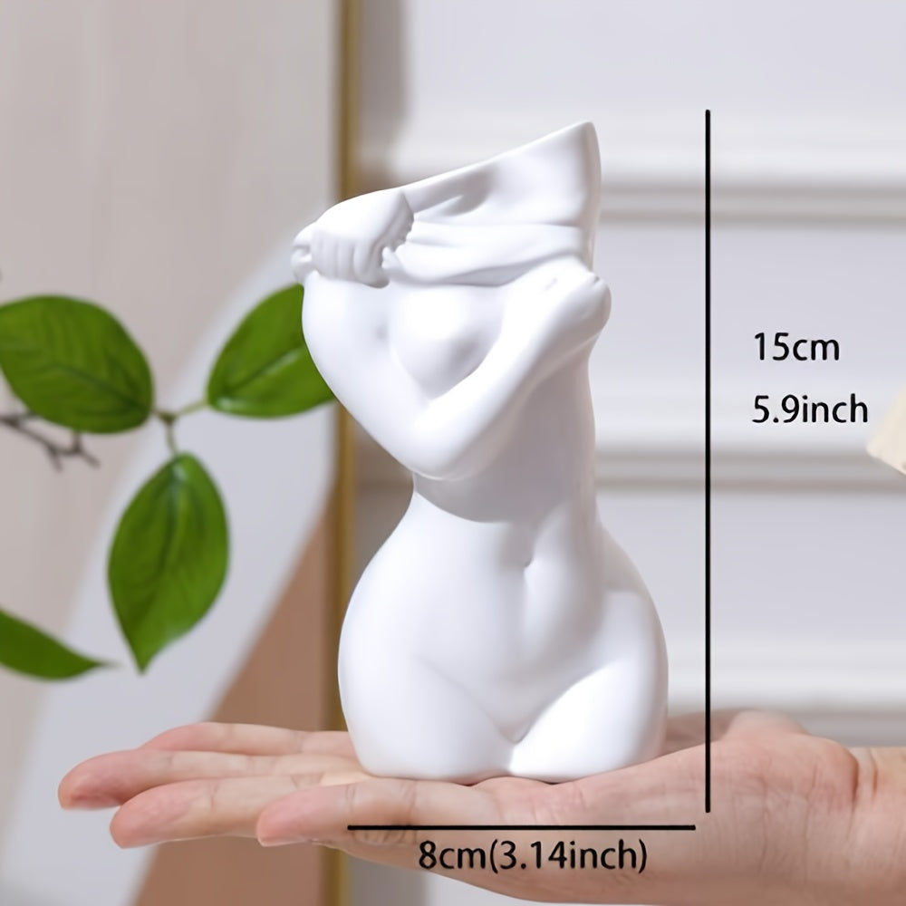 1PC Exquisite Female Body Sculpture Vase - Resin Art Ornament for Desktop Decoration, Flower Arrangement, and Dried Flower Set with Unique Design and Intricate Details