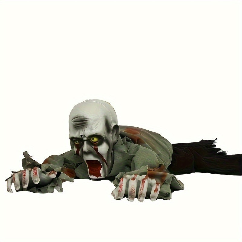 Halloween Crawling Zombie Decoration, Animated Ghost Prop with Sound Activation for KTV, Bar, Haunted House - Spooky Electric Motion Toy for Tailgating, General Party Games & Activities - Made with Durable Plastic & Fabric, N