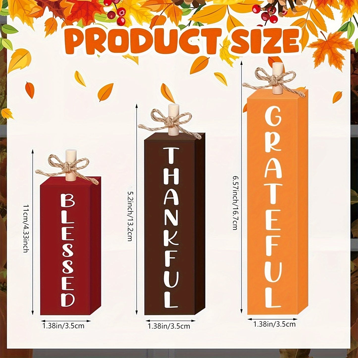 3pcs Autumn Harvest Tiered Tray Decor Set - Rustic Wooden Pumpkin & Thanksgiving Signs for Farmhouse Tabletop Centerpieces