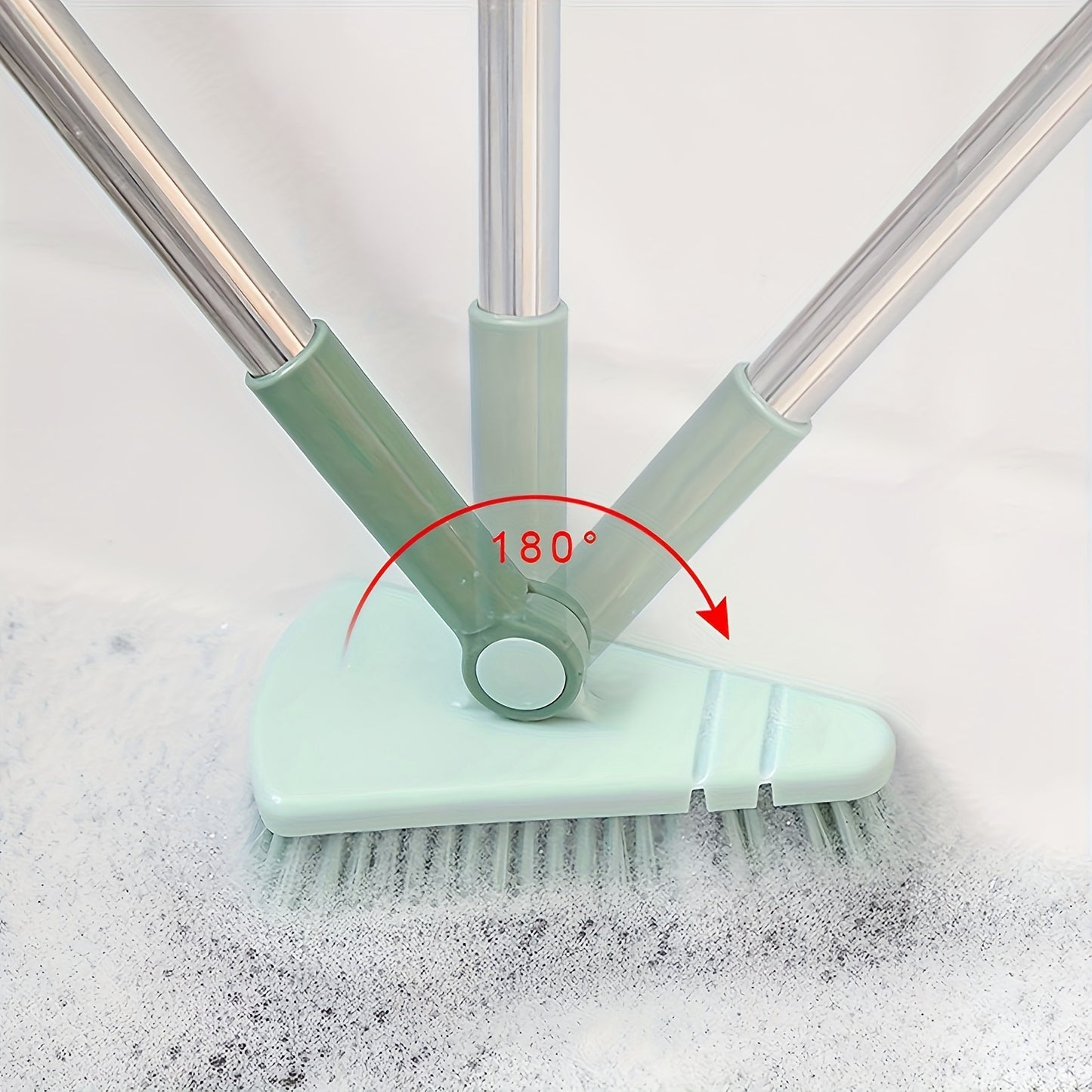 Long Handled Hard Bristled Triangle Floor Brush for Ceramic Tile, Bathroom Cleaning, and Wall Corner Gaps