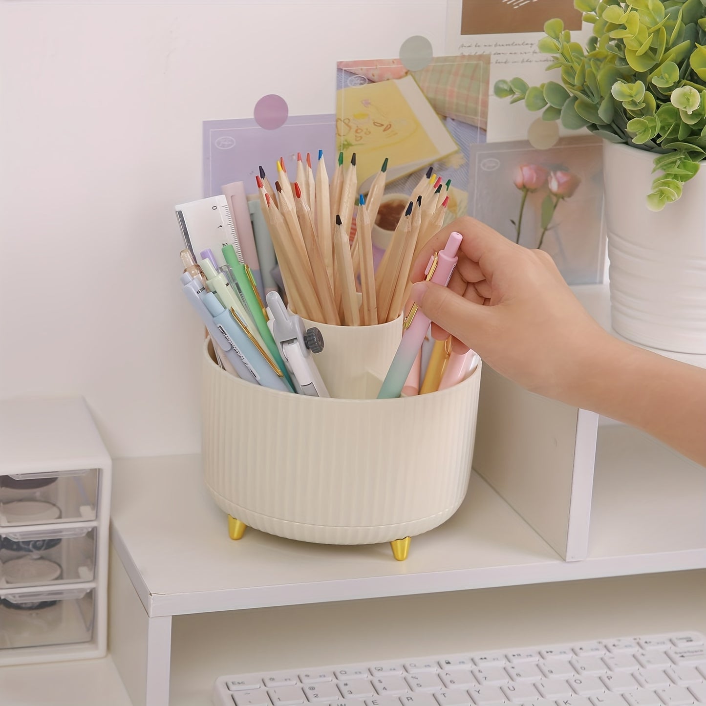 Rotating Desk Organizer: Multi-Purpose Pen & Pencil Holder for Office, School, and Home