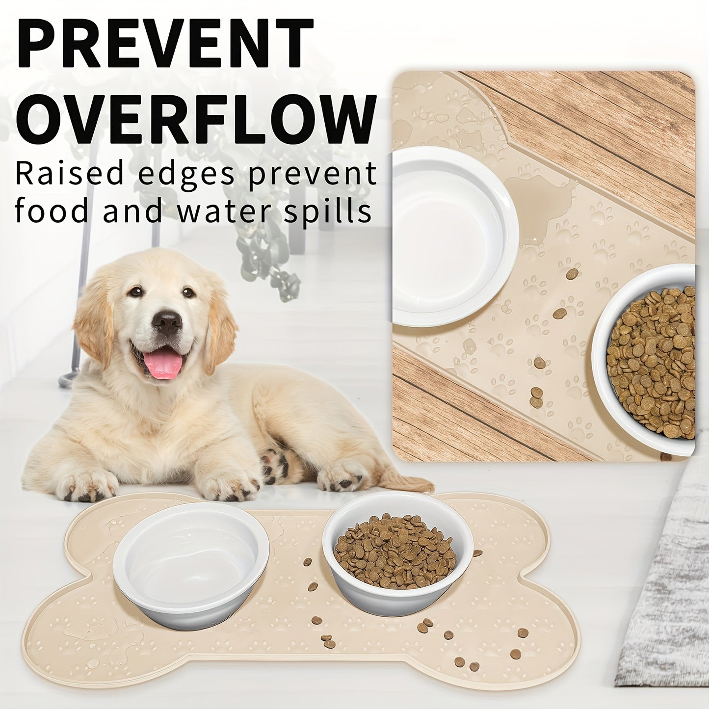 Silicone Dog Feeding Mat with Raised Edges,