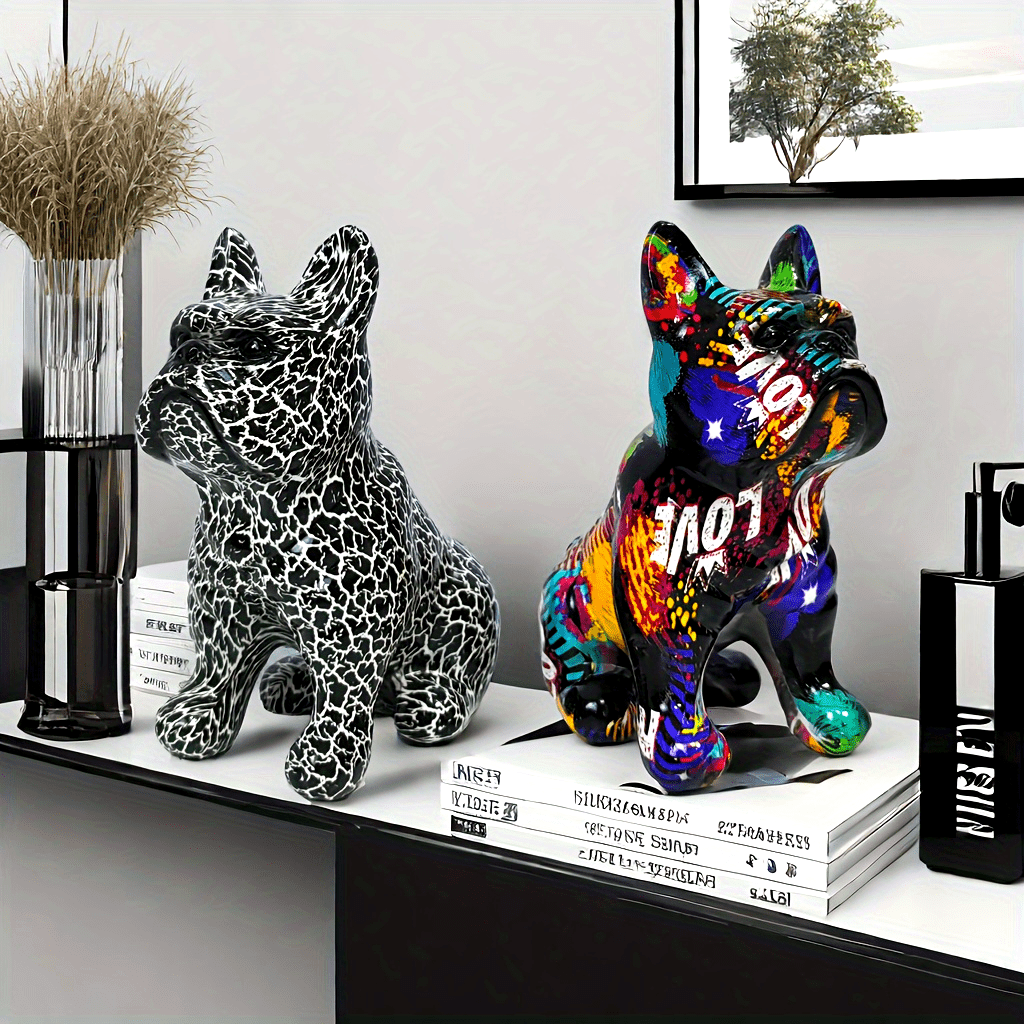 1pc Bulldog Statue, Dog Resin Crafts Statue, Home, Living Room, Shop Window Decoration, Christmas New Year Decoration Gift