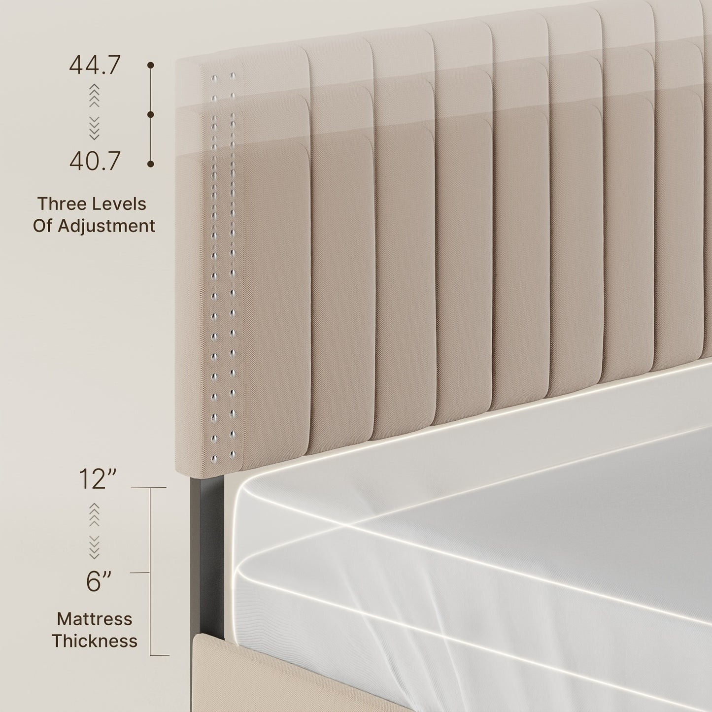 Upholstered Queen Bed Frame With 4 Storage Drawers, Headboard Adjustable, Noise Free, Wooden Slats Support, Fits 6" To 12" Mattress, No Box Spring Needed