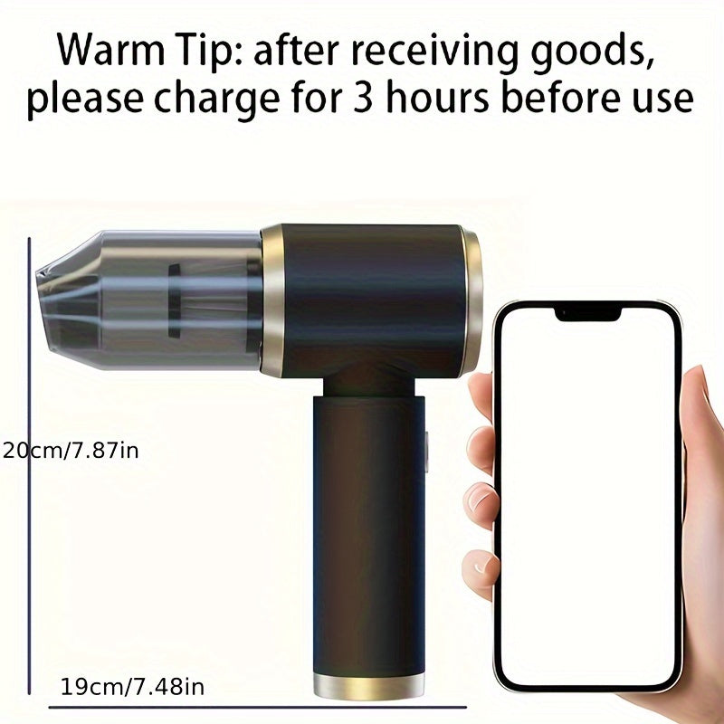 3-in-1 High-Power Wireless Handheld Vacuum Cleaner - Strong Suction, Blowing Pump, Portable, Dual-Use for Car and Home, Lightweight, Cordless, Rechargeable, Easy to Use and Store