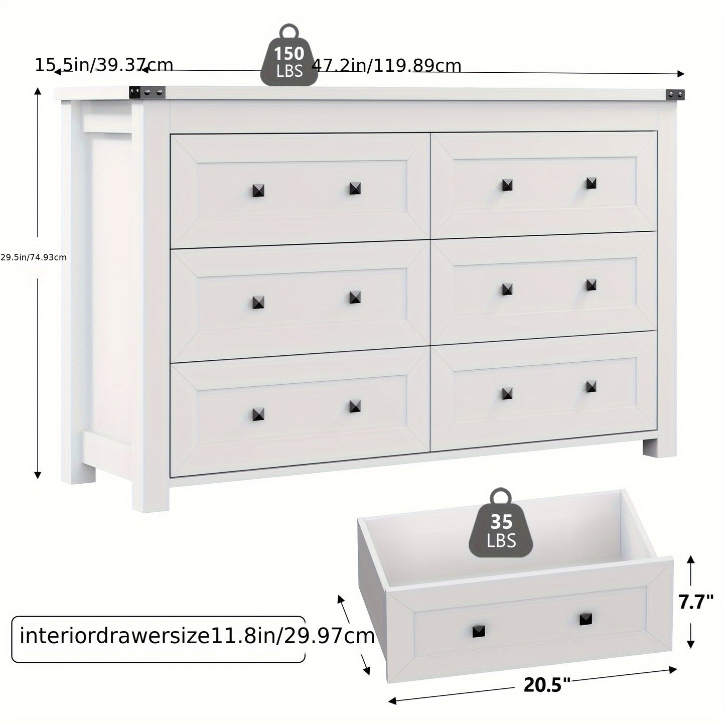 Dreserfor Bedroom With 6 Drawers. Modem Wide Wooden Doset Dreser Chest Storage 0roanizer For Liyno Room EhinwavHome 0fice Rom Decr Home Decor Fal DecorBedrom Dec