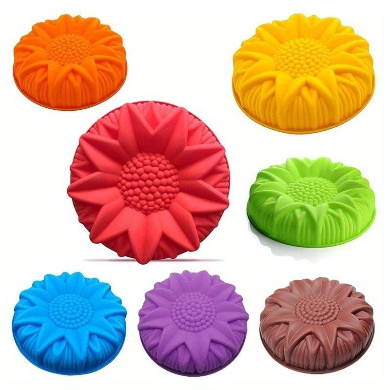 1pc Large Silicone Sunflower Shape Pastry Cake Mold Baking Tools Kitchen Accessories Random Color 10.24 Inch