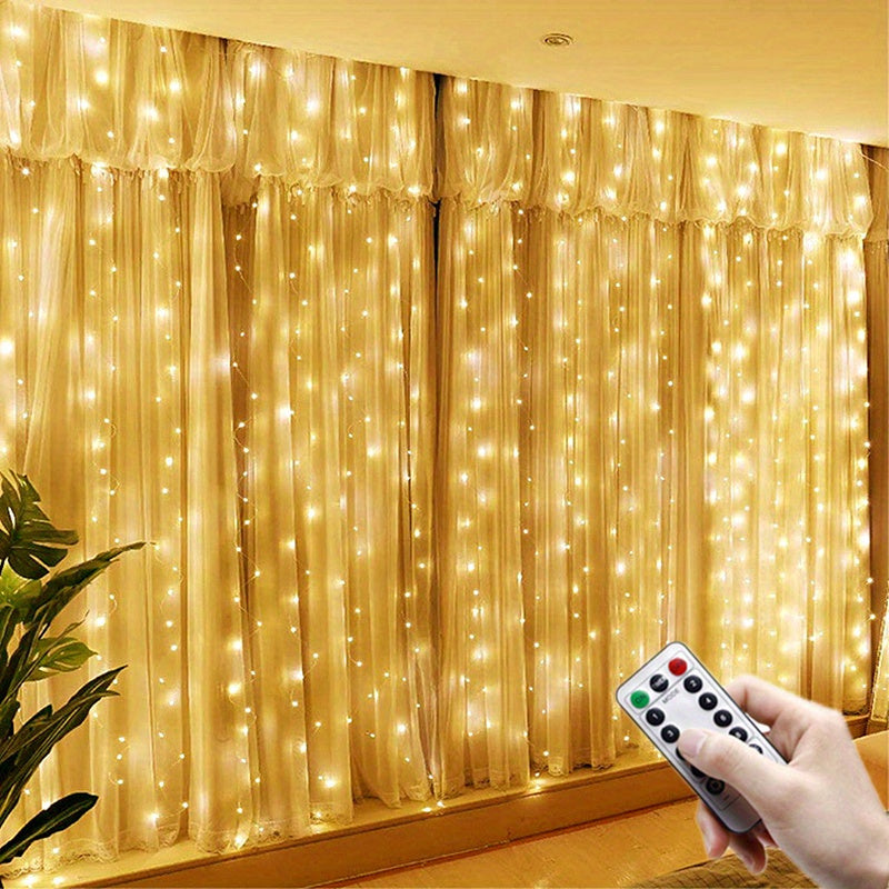 1pc 600LED 6m*3m/19.6ft*9.8ft USB Curtain String Lights, Christmas Garland Fairy Light Festoon Remote Control Led Light Wedding Home Bedroom Decoration Lighting, Easter Decoration, New Year's Day, Ramadan Decoration, Valentin