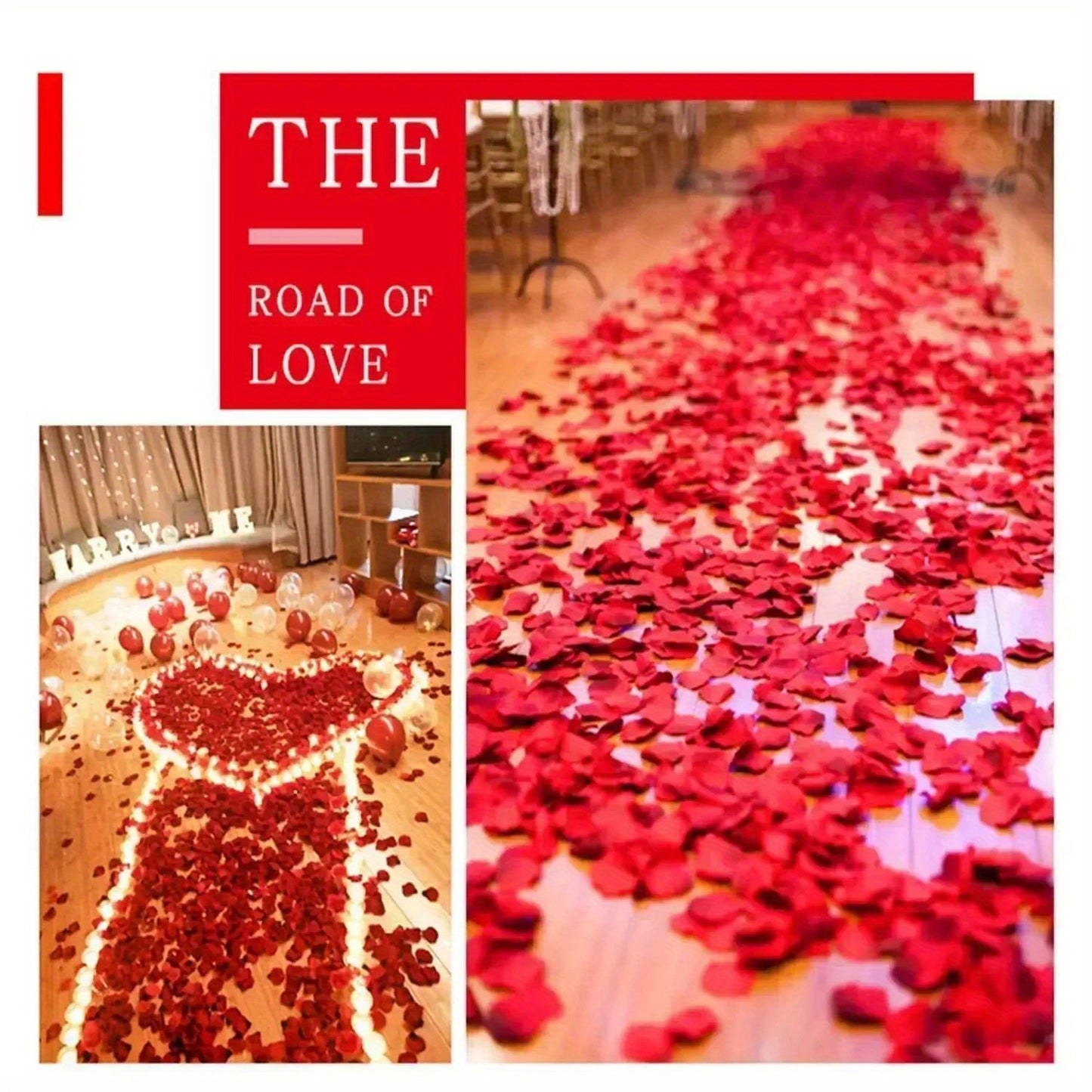 1000pcs Romantic Red Rose Petals - Decorative Swags for Wedding and Valentine's Day - Artificial Flowers for Party, Event, and Home Decoration