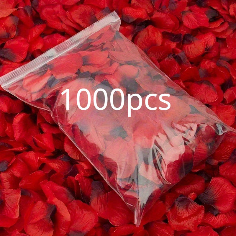 1000pcs Romantic Red Rose Petals - Decorative Swags for Wedding and Valentine's Day - Artificial Flowers for Party, Event, and Home Decoration