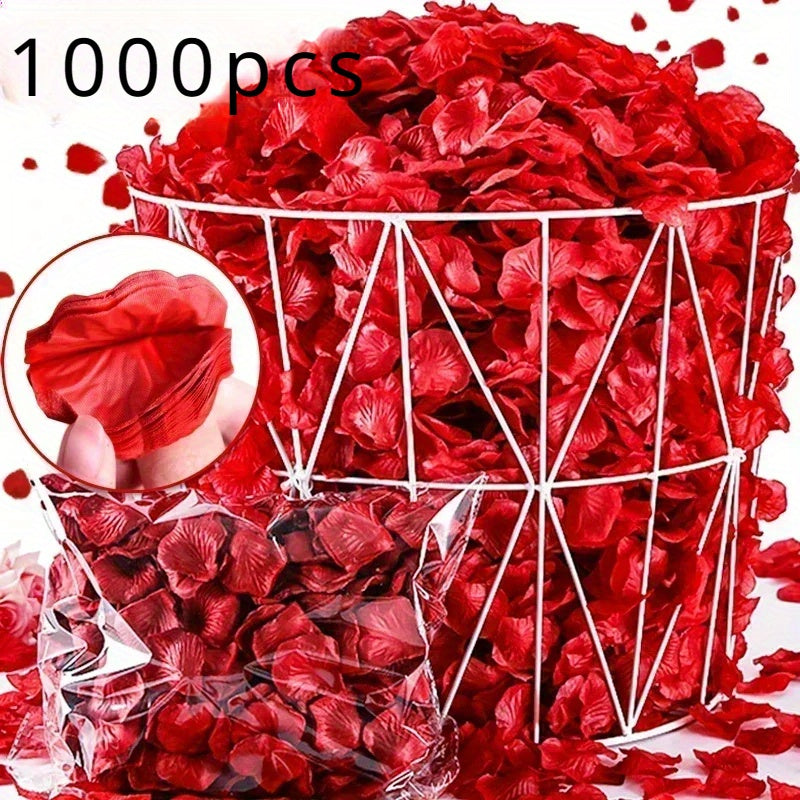 1000pcs Romantic Red Rose Petals - Decorative Swags for Wedding and Valentine's Day - Artificial Flowers for Party, Event, and Home Decoration