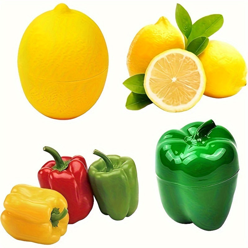 5pcs/set Storage Box, Transparent Fruit & Vegetable Shaped Savers, Refrigerator Freezer Fresh-keeping Boxes, For Lemon, Avocado, Tomato, Onion And Garlic, Kitchen Organizers And Storage, Kitchen Accessories