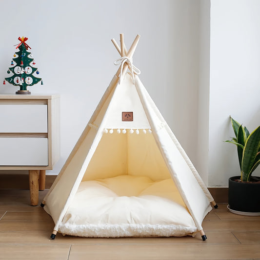 Cozy & Stylish Cat Teepee Tent Bed – Warm, Durable Indoor Cave With Soft Detachable Washable Cushion, Ideal For Dogs Deep Sleep