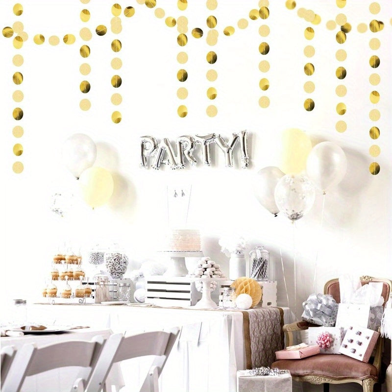 58pcs Golden Champagne Dotted Garland - 157.4" Festive Hanging Tassel Decor for Weddings, Birthdays, Graduations & New Year's Eve Celebrations - Perfect for Halloween, Christmas & Thanksgiving Parties