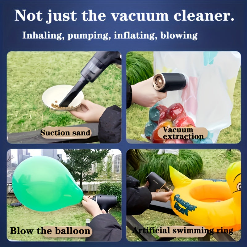 3-in-1 High-Power Wireless Handheld Vacuum Cleaner - Strong Suction, Blowing Pump, Portable, Dual-Use for Car and Home, Lightweight, Cordless, Rechargeable, Easy to Use and Store