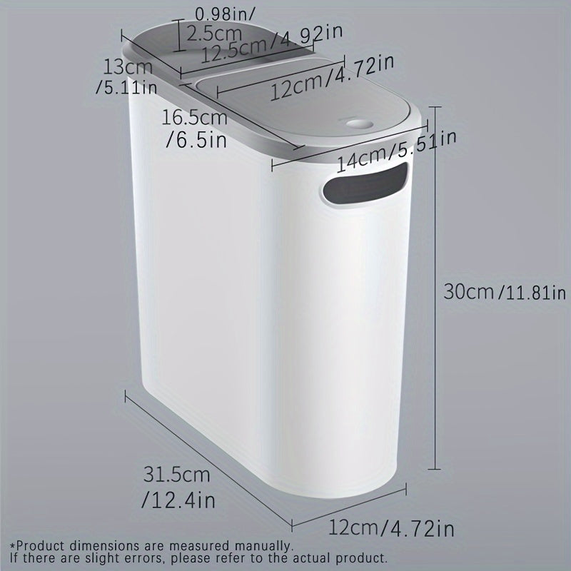 1pc Large Capacity Bathroom Trash Can - Press Type with Lid, Creative Slit Design, Simple Paper Basket, Home Essential for Bathroom Organization and Hygiene