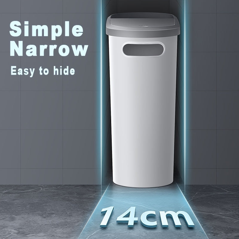 1pc Large Capacity Bathroom Trash Can - Press Type with Lid, Creative Slit Design, Simple Paper Basket, Home Essential for Bathroom Organization and Hygiene