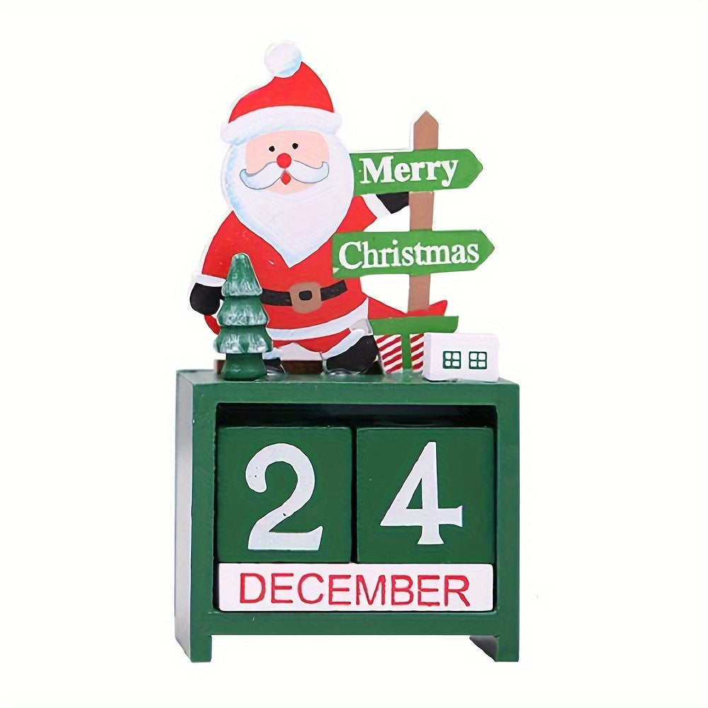 1pcs Wooden Christmas Advent Countdown Calendar Number Date Blocks - Tabletop Desk Decoration for Festive Scene, Home, Office, and Holiday Decor - Unique Gift Idea for Family and Friends