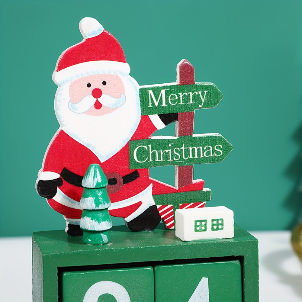 1pcs Wooden Christmas Advent Countdown Calendar Number Date Blocks - Tabletop Desk Decoration for Festive Scene, Home, Office, and Holiday Decor - Unique Gift Idea for Family and Friends