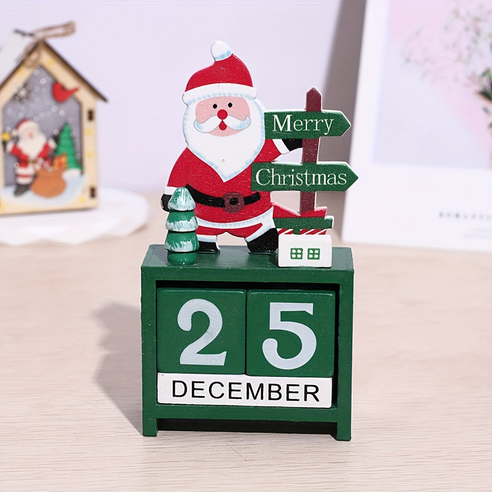 1pcs Wooden Christmas Advent Countdown Calendar Number Date Blocks - Tabletop Desk Decoration for Festive Scene, Home, Office, and Holiday Decor - Unique Gift Idea for Family and Friends