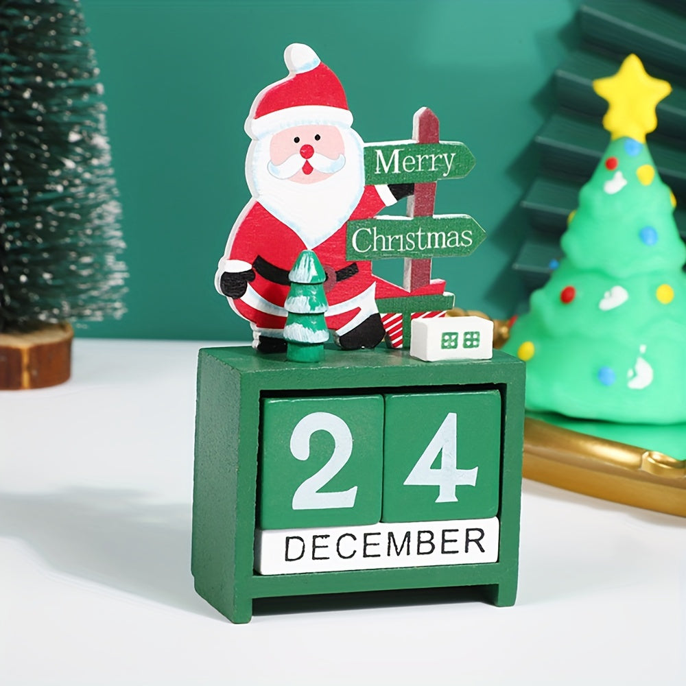 1pcs Wooden Christmas Advent Countdown Calendar Number Date Blocks - Tabletop Desk Decoration for Festive Scene, Home, Office, and Holiday Decor - Unique Gift Idea for Family and Friends