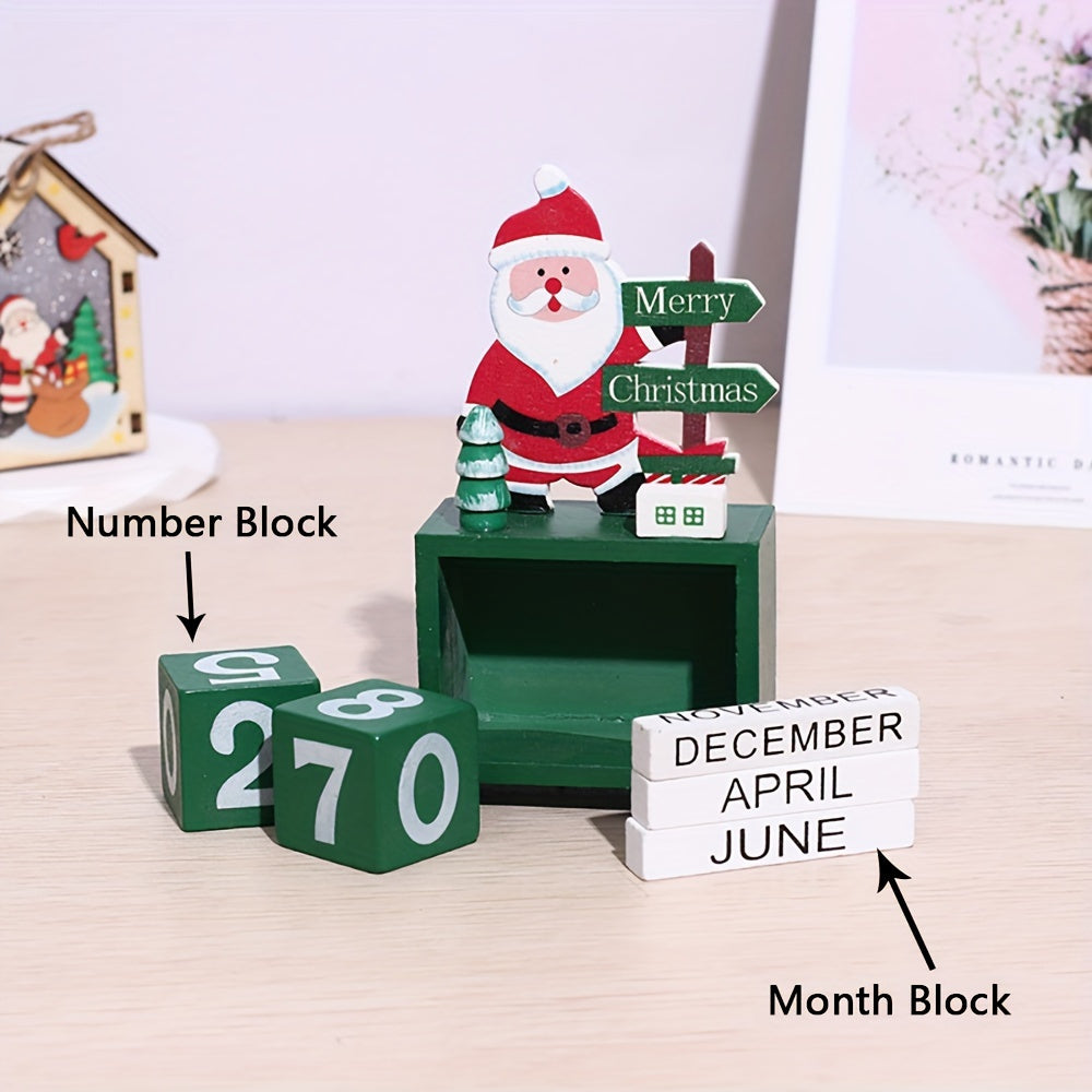 1pcs Wooden Christmas Advent Countdown Calendar Number Date Blocks - Tabletop Desk Decoration for Festive Scene, Home, Office, and Holiday Decor - Unique Gift Idea for Family and Friends