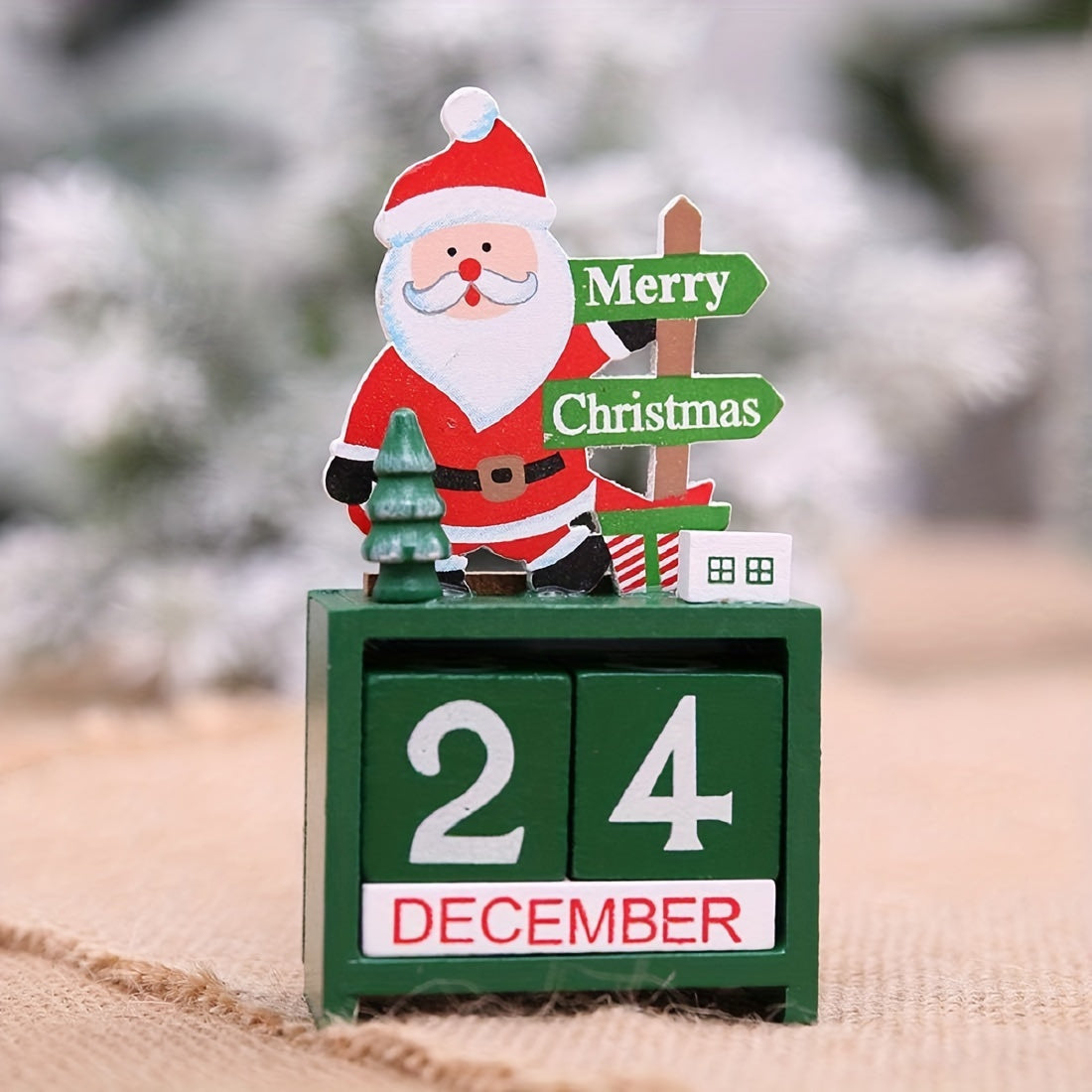 1pcs Wooden Christmas Advent Countdown Calendar Number Date Blocks - Tabletop Desk Decoration for Festive Scene, Home, Office, and Holiday Decor - Unique Gift Idea for Family and Friends