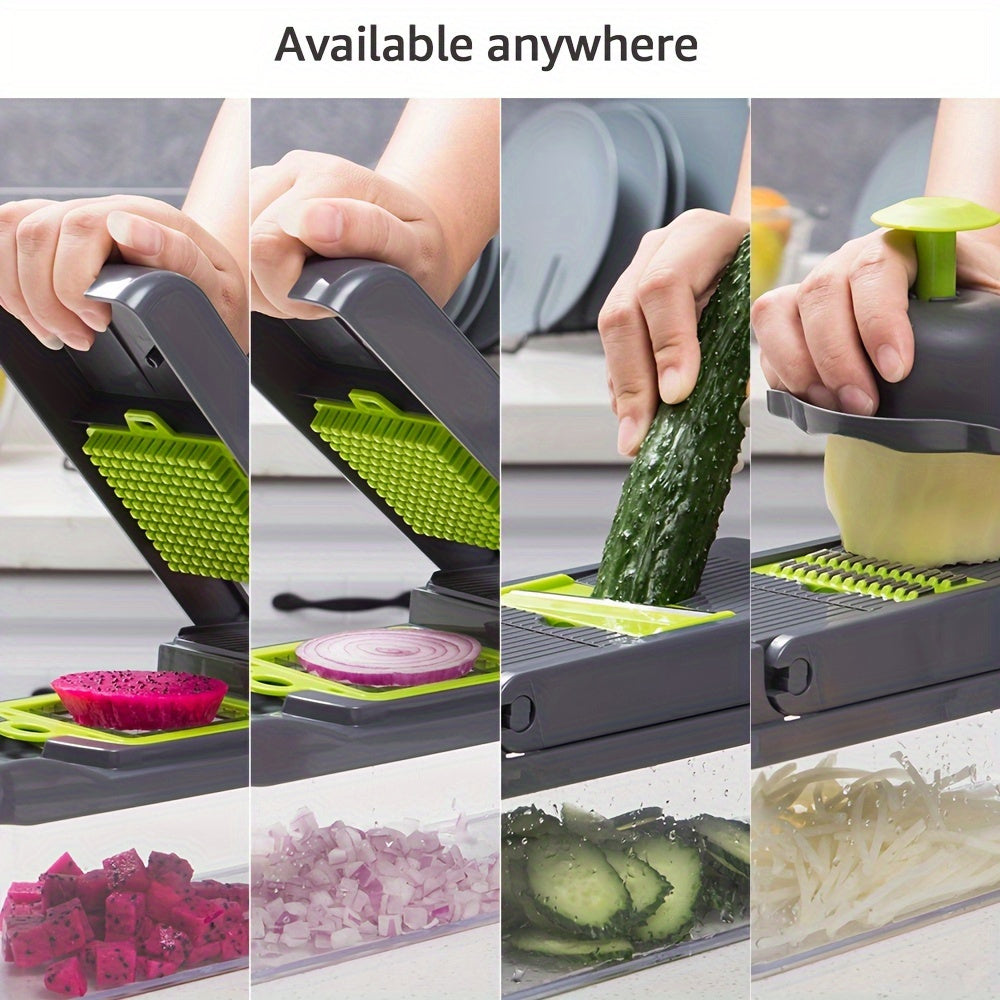 14-in-1 EasyPro Vegetable Chopper - Kitchen Utensil & Gadget for Effortless Slicing, Dicing, and Cubing of Onions, Potatoes, Tomatoes, Cucumbers, and Carrots - Space-Saving, Time-Saving, and Easy-to-Clean Design for Home Cook