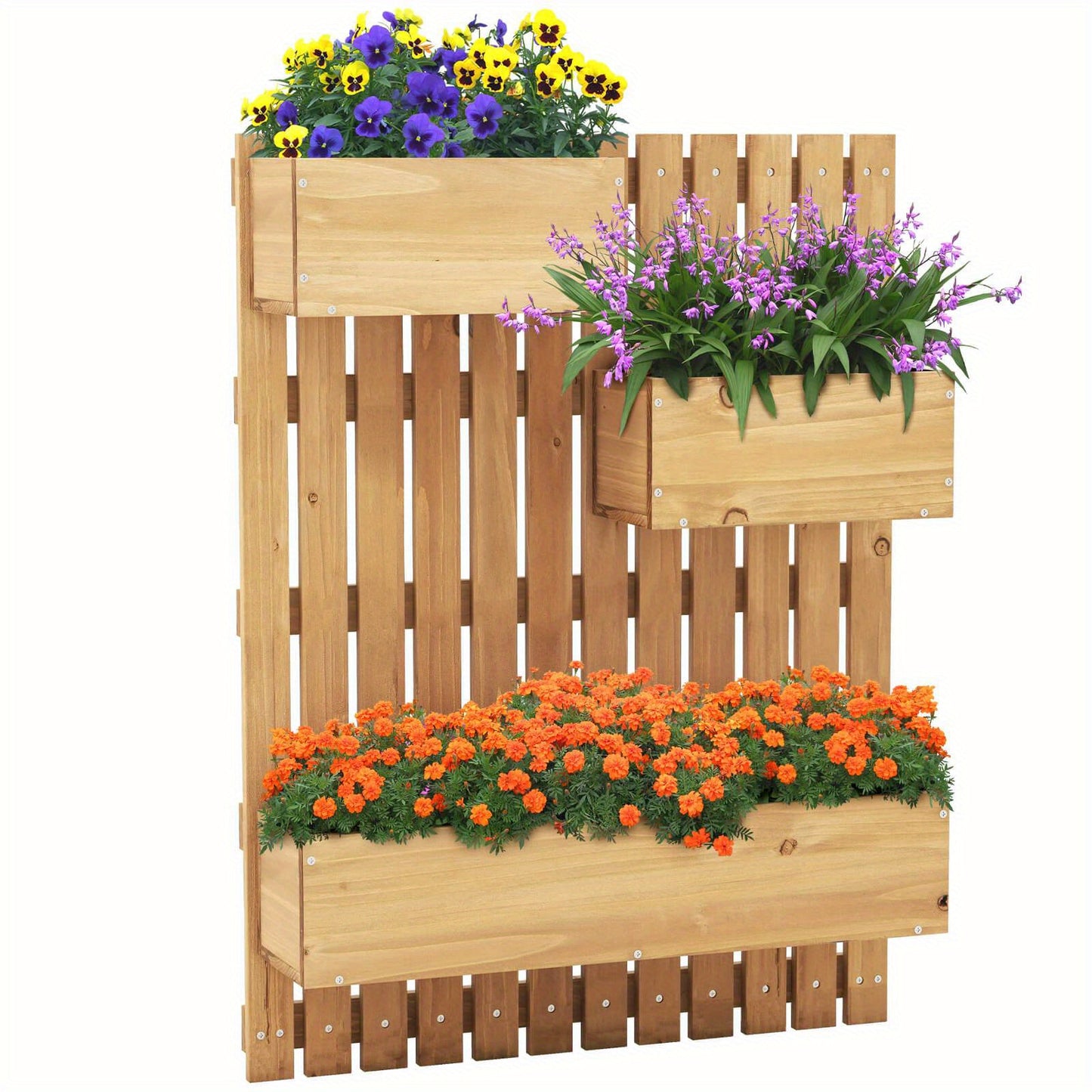 SAFSTAR Wall Mounted Garden Planter with 3 Planter Boxes Drainage Holes Non-woven Liners