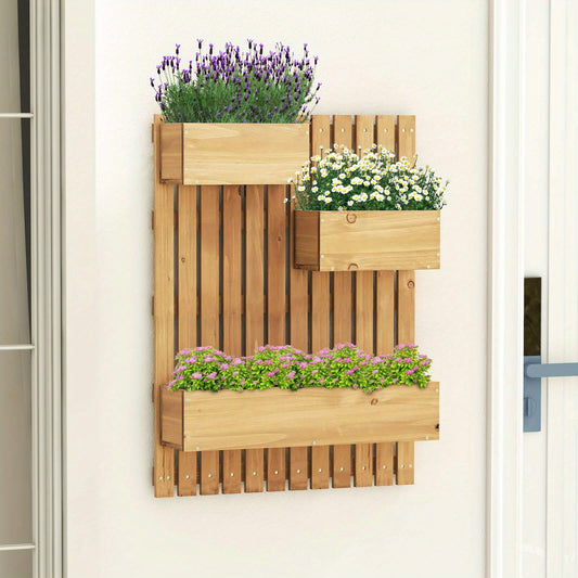 SAFSTAR Wall Mounted Garden Planter with 3 Planter Boxes Drainage Holes Non-woven Liners